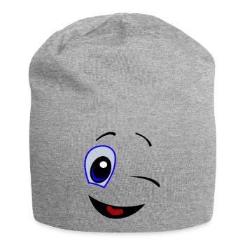 Smiley - Jersey-Beanie - Grau meliert - Vorne