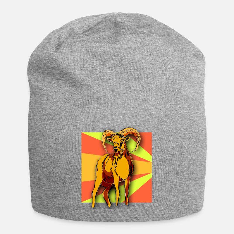 Widder Schafbock Bock Steinbock Schaf Natur Kinder - Jersey-Beanie - Grau meliert
