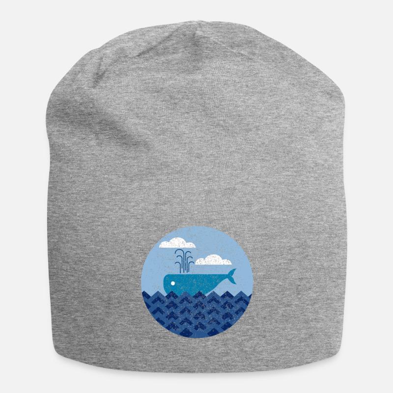 Cool whale fish gift geometry minimalist - Jersey Beanie - heather grey
