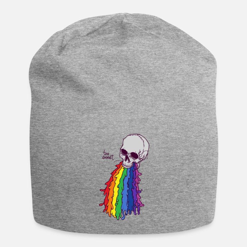 PUKE SKULL - Beanie in jersey - grigio melange