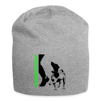 Hundesport Jack-Russel-Terrier bei Fuß - Jersey-Beanie - Grau meliert - Vorne