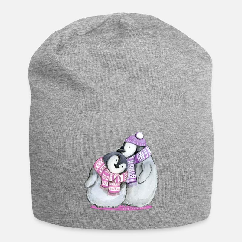 Pinguin - Jersey-Beanie - Grau meliert