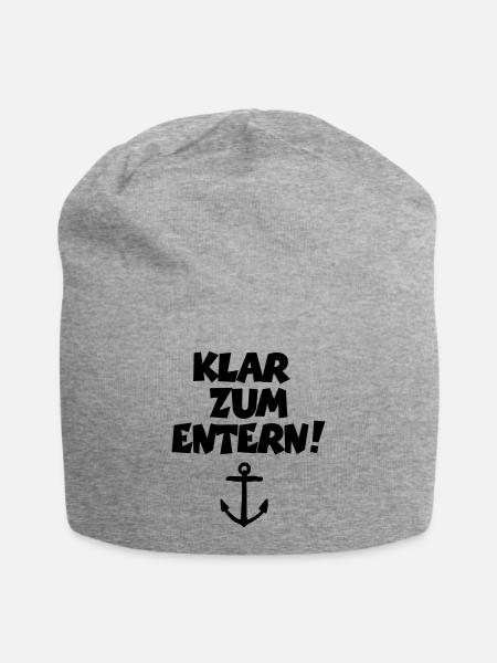 Klar zum Entern! Segeln Segler Segelspruch - Jersey-Beanie - Grau meliert