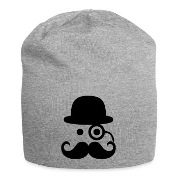 Smiley Mustache - Jersey-Beanie - Grau meliert - Vorne