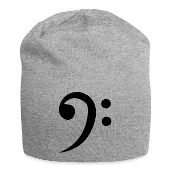 f Partitur für klassische Musik im Bassschlüssel - Jersey-Beanie - Grau meliert - Vorne