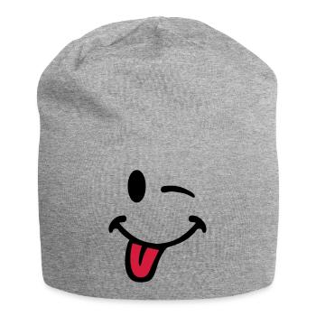 Smiley pulls the tongue 7012 - Jersey Beanie - heather grey - Front