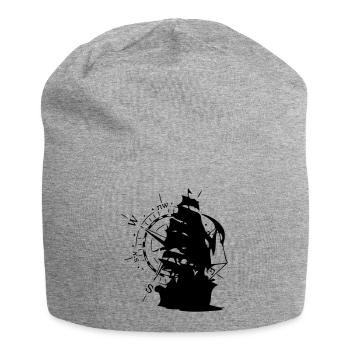 WindRose mit Segelschiff | Freizeimode Bstyled - Jersey-Beanie - Grau meliert - Vorne