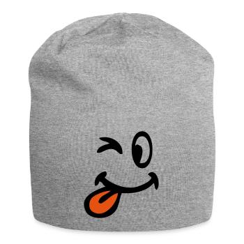 Lächeln Zwinkern Augen zieht Zunge - Jersey-Beanie - Grau meliert - Vorne
