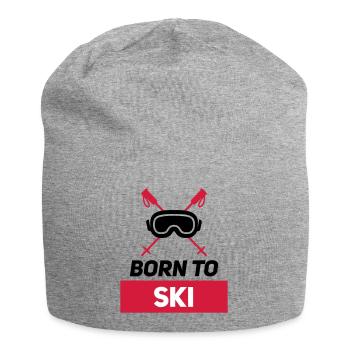 BORN TO SKI - Jersey Beanie - heather grey - Front