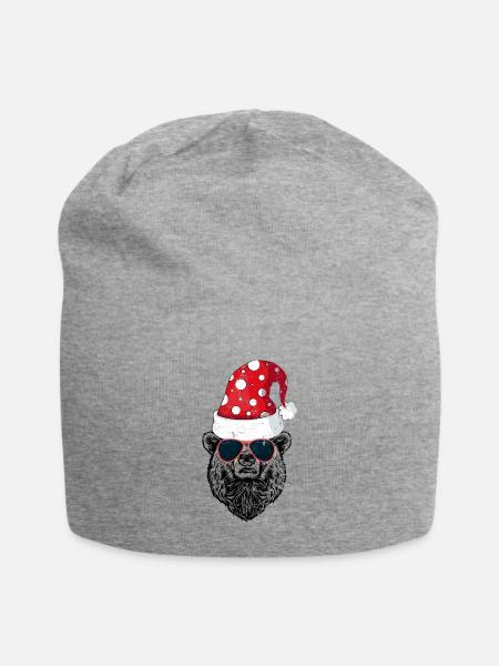 Santa Bear Geschenk / Beary Christmas / Bear Christmas - Jersey-Beanie - Grau meliert