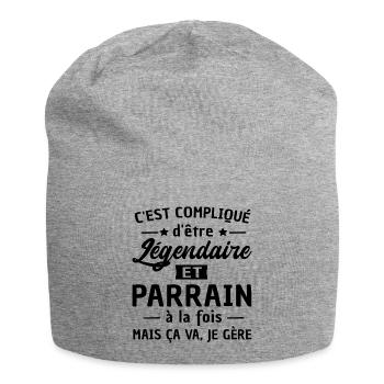 humour parrain / légendaire et parrain à la fois - Bonnet en jersey - gris chiné - Devant