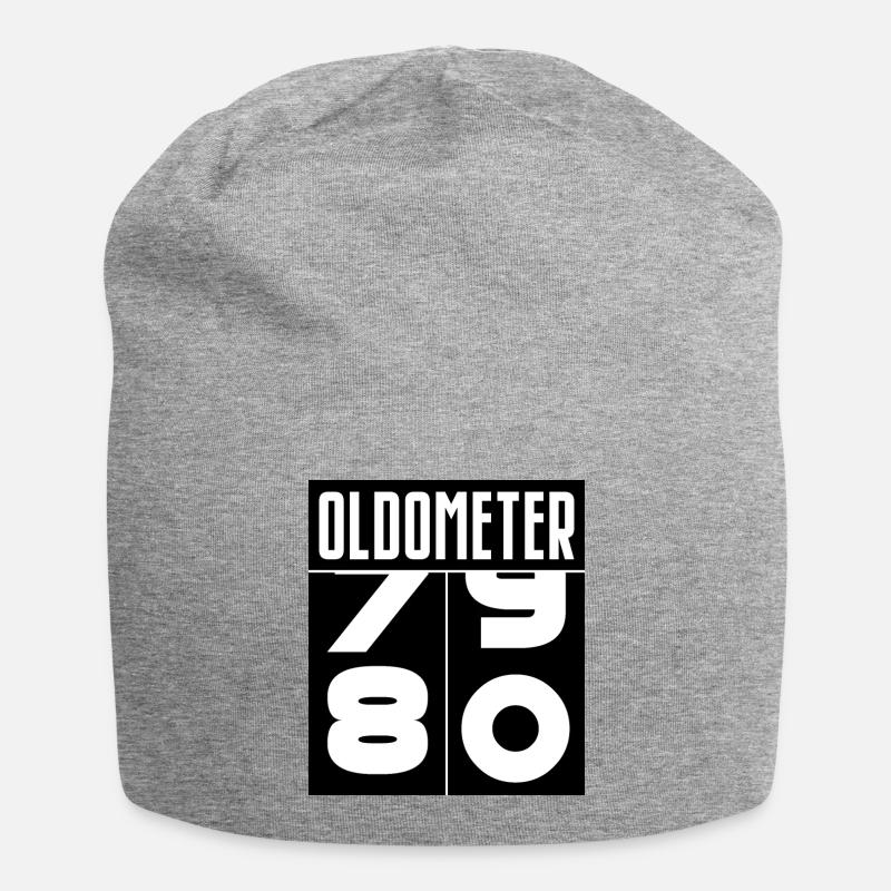Oldometer 80. Geburtstag - Jersey-Beanie - Grau meliert