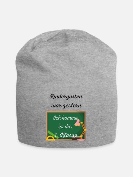Einschulung Kindergarten war gestern - Jersey-Beanie - Grau meliert