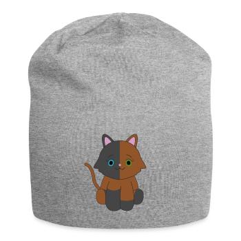 Brown and black cat - Jersey Beanie - heather grey - Front