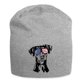 DEUTSCHER PINSCHER Amerika Fahne Hunde Wilsigns - Jersey-Beanie - Grau meliert - Vorne