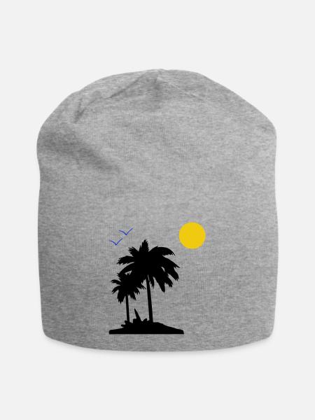 Palmen - Jersey-Beanie - Grau meliert