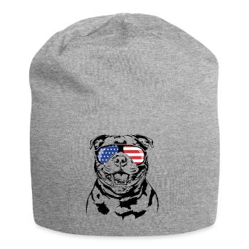 STAFFORDSHIRE BULL TERRIER Amérique Flag Chiens - Bonnet en jersey - gris chiné - Devant