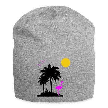 Palm Paradise - Jersey Beanie - heather grey - Front
