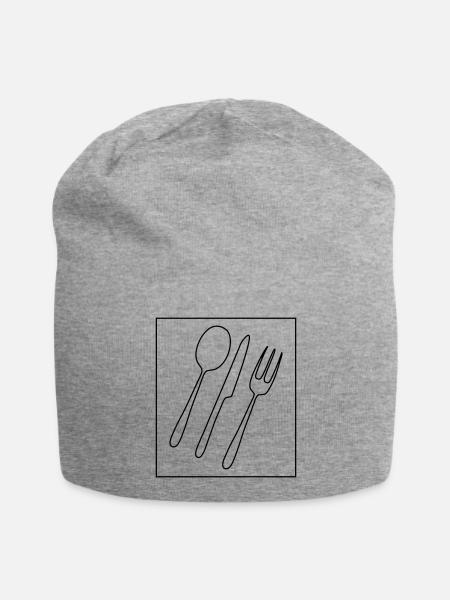 Messer Gabel Löeffel - Jersey-Beanie - Grau meliert