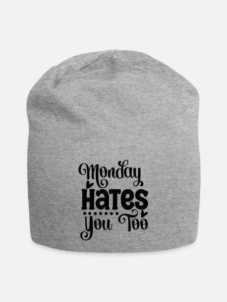 Monday hates you too funny Monday likes you - Jersey Beanie - heather grey