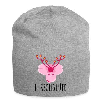 Lustige Kirschblüte als Hirsch - Jersey-Beanie - Grau meliert - Vorne