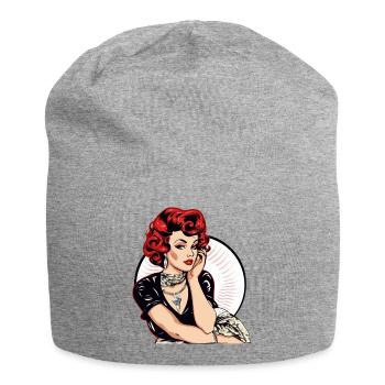 Pin up des années 60 - Bonnet en jersey - gris chiné - Devant