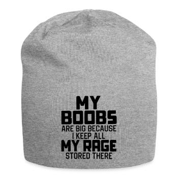 Meine Brüste sind groß, weil - Jersey-Beanie - Grau meliert - Vorne