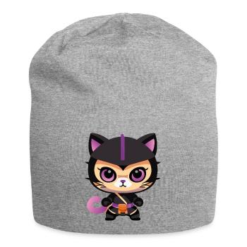 Ninja Cat Purple Kitty - Jersey Beanie - heather grey - Front