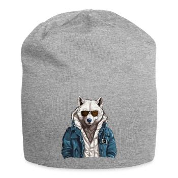 Streetstyle Polarwolf | Wolfsliebhaber - Jersey-Beanie - Grau meliert - Vorne