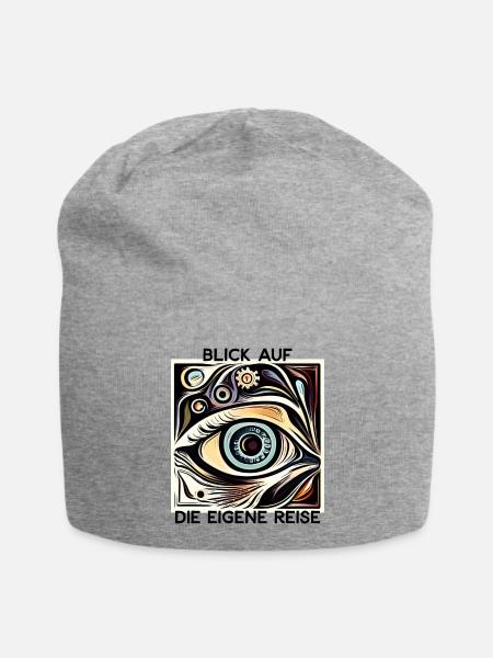 Blick auf die eigene Reise - Jersey-Beanie - Grau meliert
