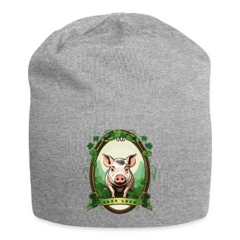 Cochon chanceux - Bonnet en jersey - gris chiné - Devant