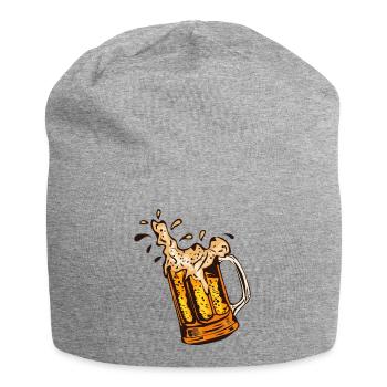 biere mousse binouse chope verre alcool 17102 B - Bonnet en jersey - gris chiné - Devant
