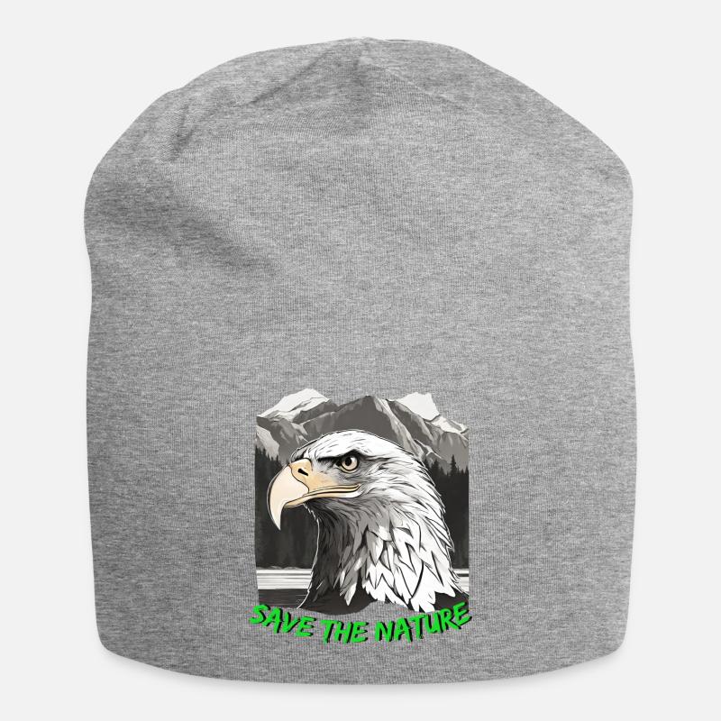Adlerkopf "Save the Nature" - Jersey-Beanie - Grau meliert