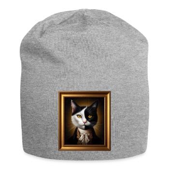 Portrait d’un chat confiant - Bonnet en jersey - gris chiné - Devant