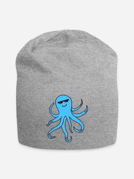 krake oktopus cool smile - Jersey-Beanie - Grau meliert