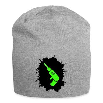 bohrmaschine klecks handwerker - Jersey-Beanie - Grau meliert - Vorne