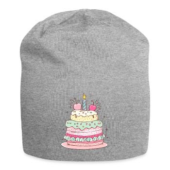 Happy Birthday Cake - Jersey Beanie - heather grey - Front