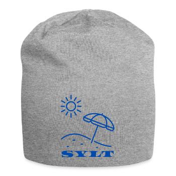 SYLT Sun and Beach Umbrella Illustration - Jersey Beanie - heather grey - Front