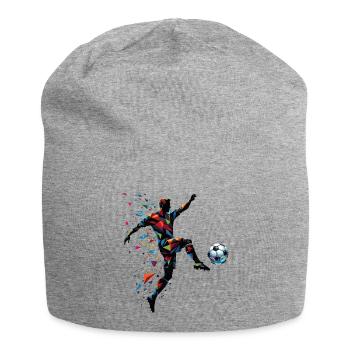 dynamischer Fußballspieler spielt Fußball - Jersey-Beanie - Grau meliert - Vorne