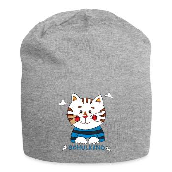 Einschulung Schulkind - Jersey-Beanie - Grau meliert - Vorne
