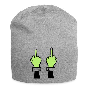 Zombie Hand Middle Finger 2 - Jersey Beanie - heather grey - Front