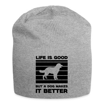Dog life is good - Jersey Beanie - heather grey - Front