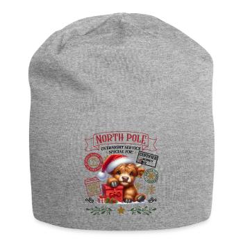Nordpol Highlandrind Weihnachtsdesign - Jersey-Beanie - Grau meliert - Vorne