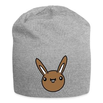 Hase Lustig Gesicht Grimasse Albern Ulkig Lächeln - Jersey-Beanie - Grau meliert - Vorne