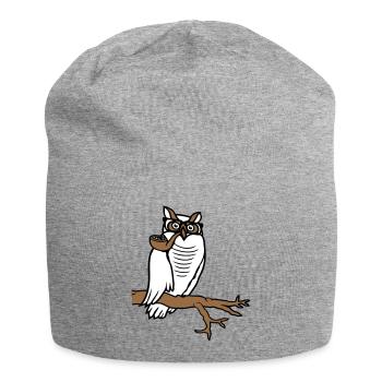 Pipe hibou fumer vieux grand-père aigle hibou branche arbre forêt - Bonnet en jersey - gris chiné - Devant