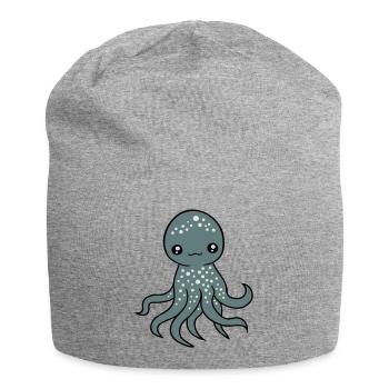 Octopus, Octopus, Octopus, Squid, Cephalopod, Cute, Cute - Jersey Beanie - heather grey - Front