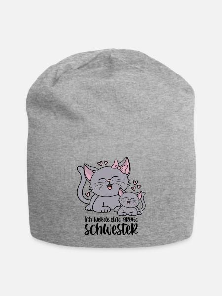 Ich werde eine große Schwester Katze Katzen Kinder - Jersey-Beanie - Grau meliert