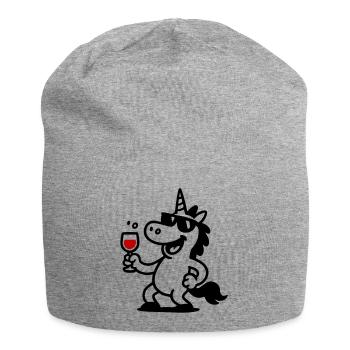 Licorne Verre à Vin Drôle - Bonnet en jersey - gris chiné - Devant