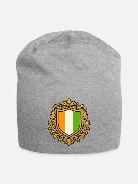 Ornamentiertes Irlandwappen - Jersey-Beanie - Grau meliert