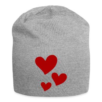 Imprimé Trio Coeurs Rouges - Bonnet en jersey - gris chiné - Devant